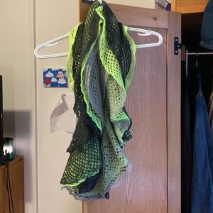 Lime green and gray Knit Scarf
